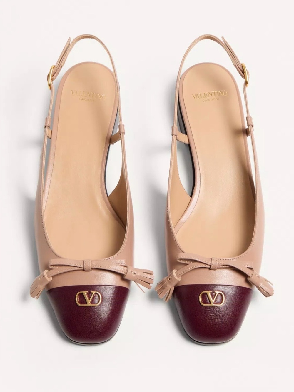 VALENTINO GARAVANI CALET DU ROI TWO-TONE LEATHER SLINGBACK BALLERINA FLATS SZ 36